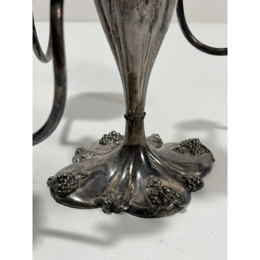 Antique Barbour SilverQuadruple Plate Grape‎ Art Nouveau Four 5 Arm Candleabra
